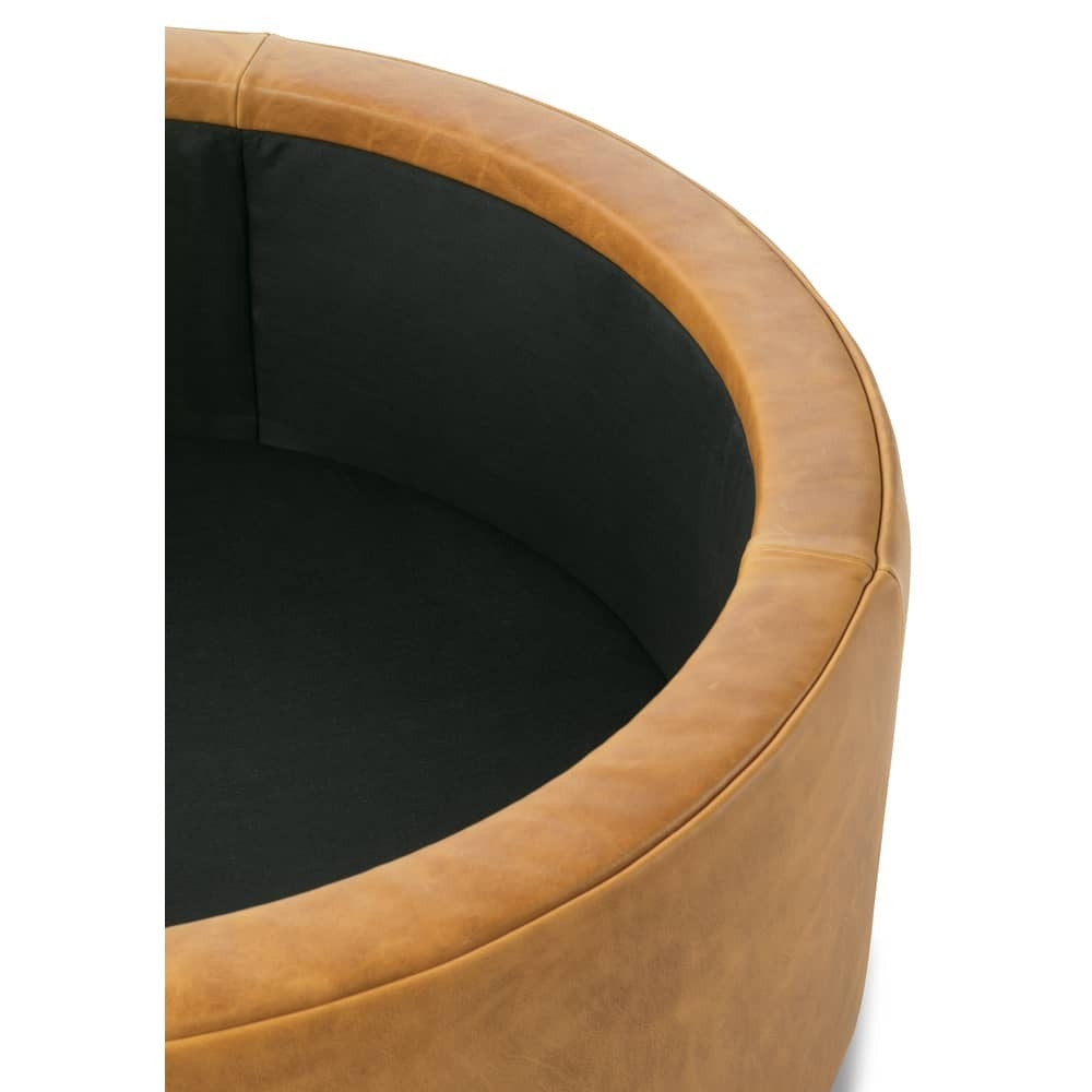 Cyrus 36" Round Leather Storage Ottoman