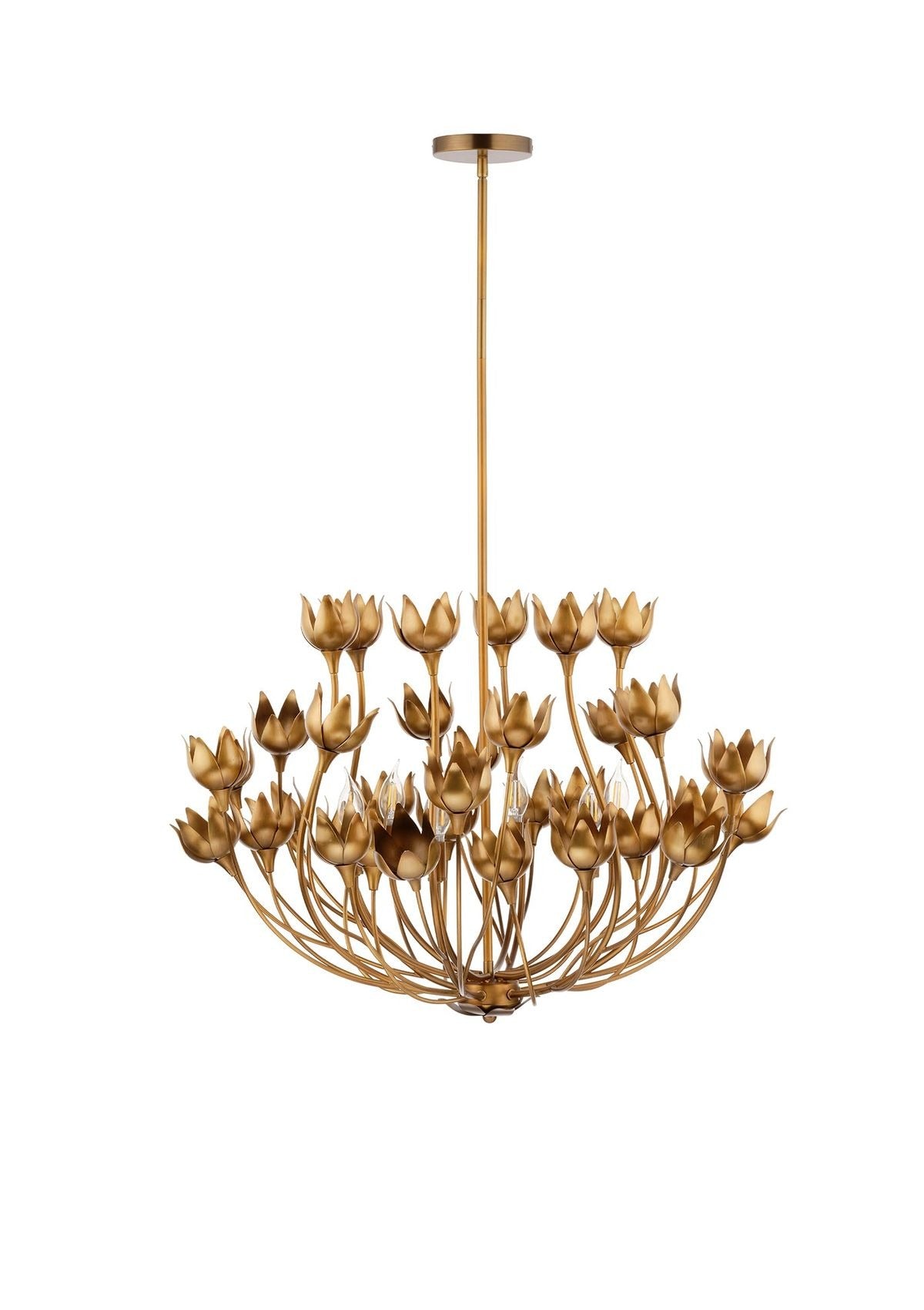 Dogwood Chandelier in Antique Brass