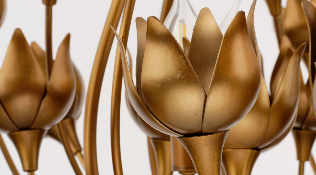 Dogwood Chandelier in Antique Brass