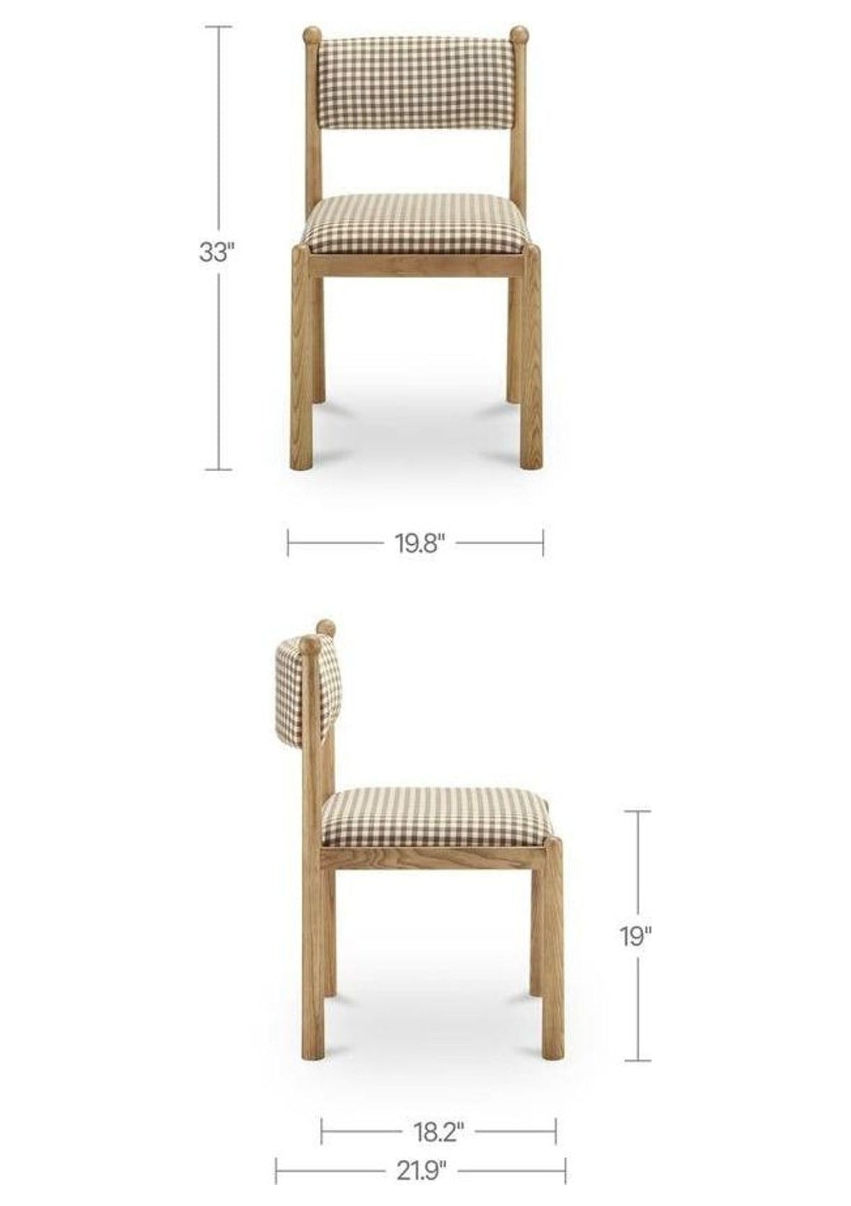 Villetta Dining Chair - Set of Two - Brown Gingham