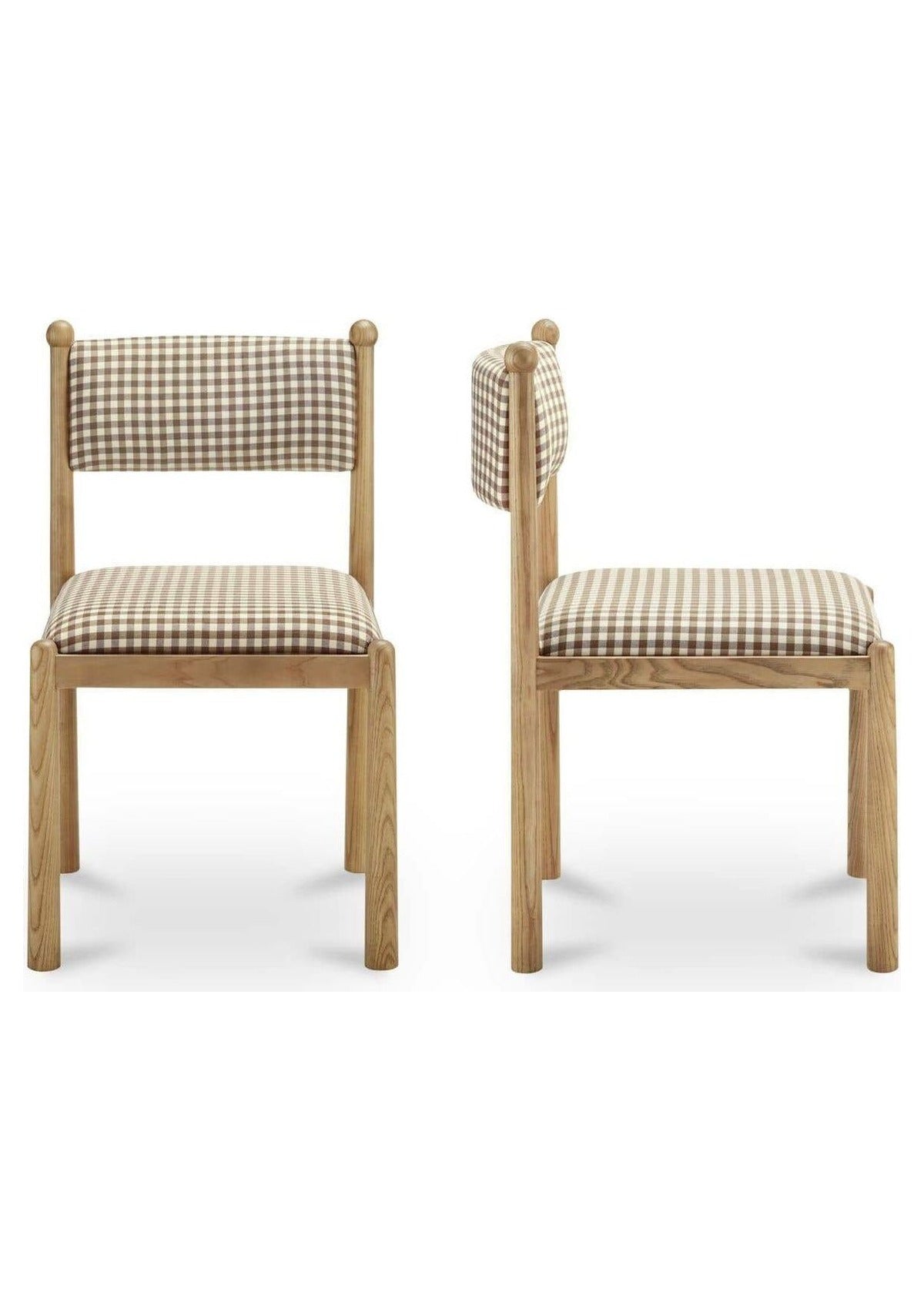 Villetta Dining Chair - Set of Two - Brown Gingham