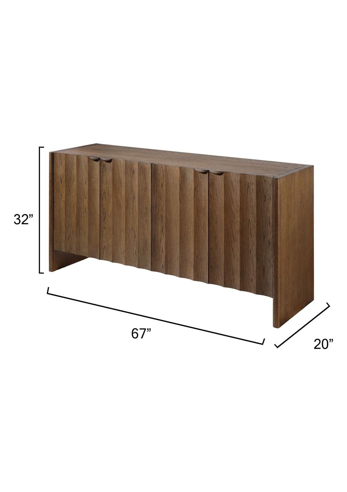 Finley Fluted Four Door Credenza in Brown