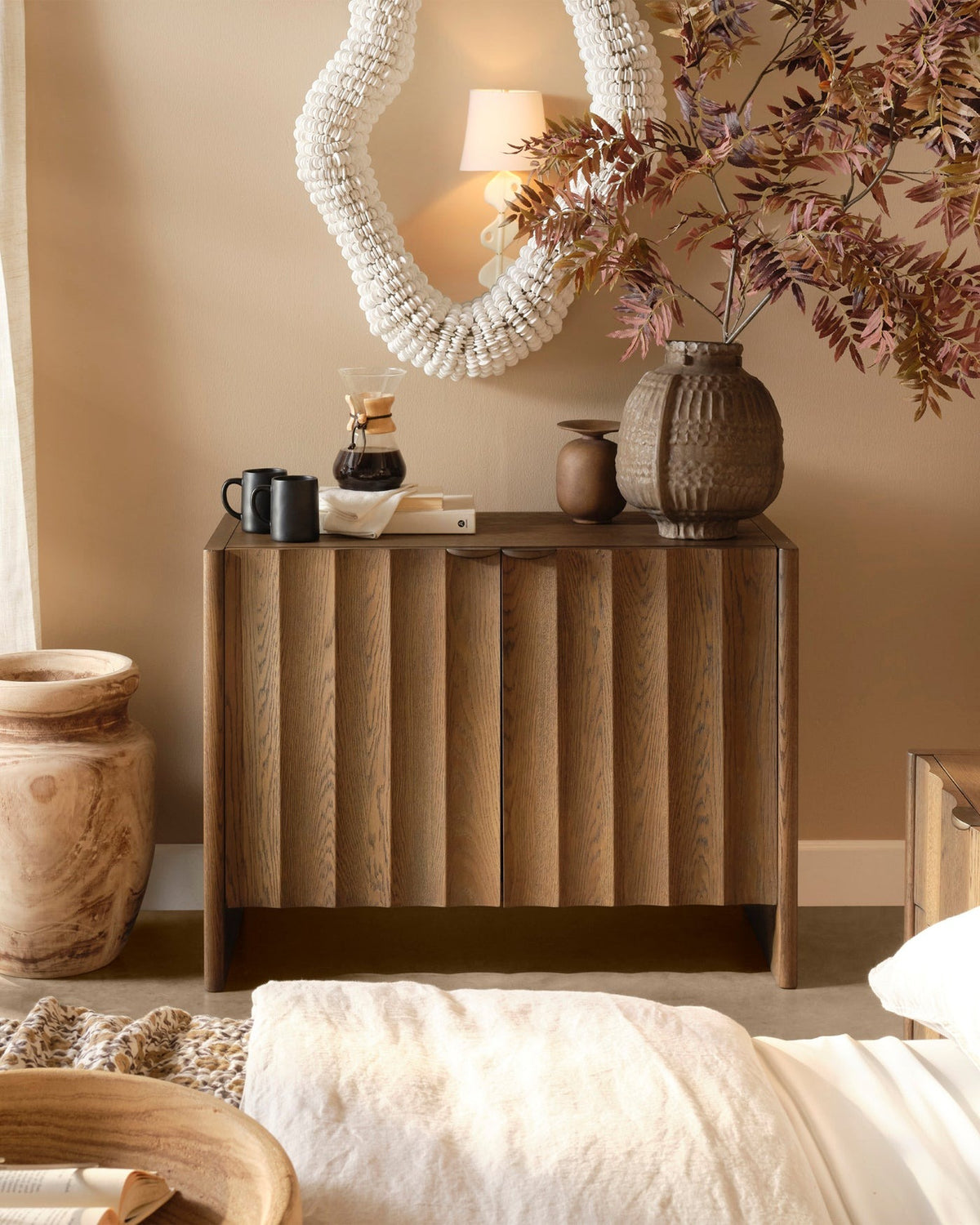 Finley Fluted Two Door Cabinet in Brown