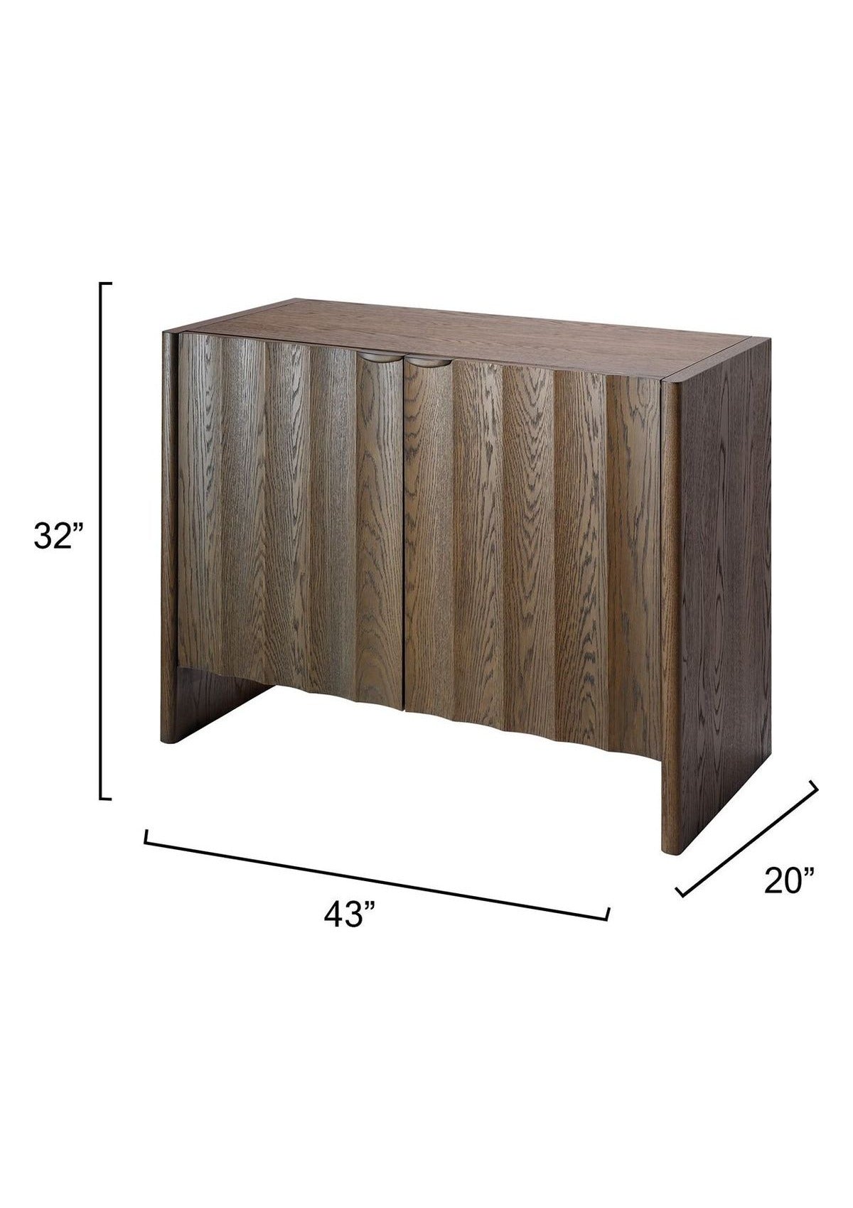 Finley Fluted Two Door Cabinet in Brown