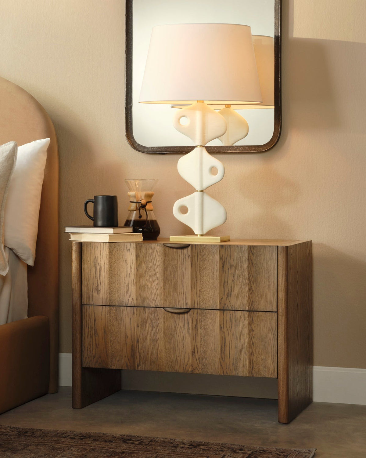 Finley Large Fluted Nightstand in Brown