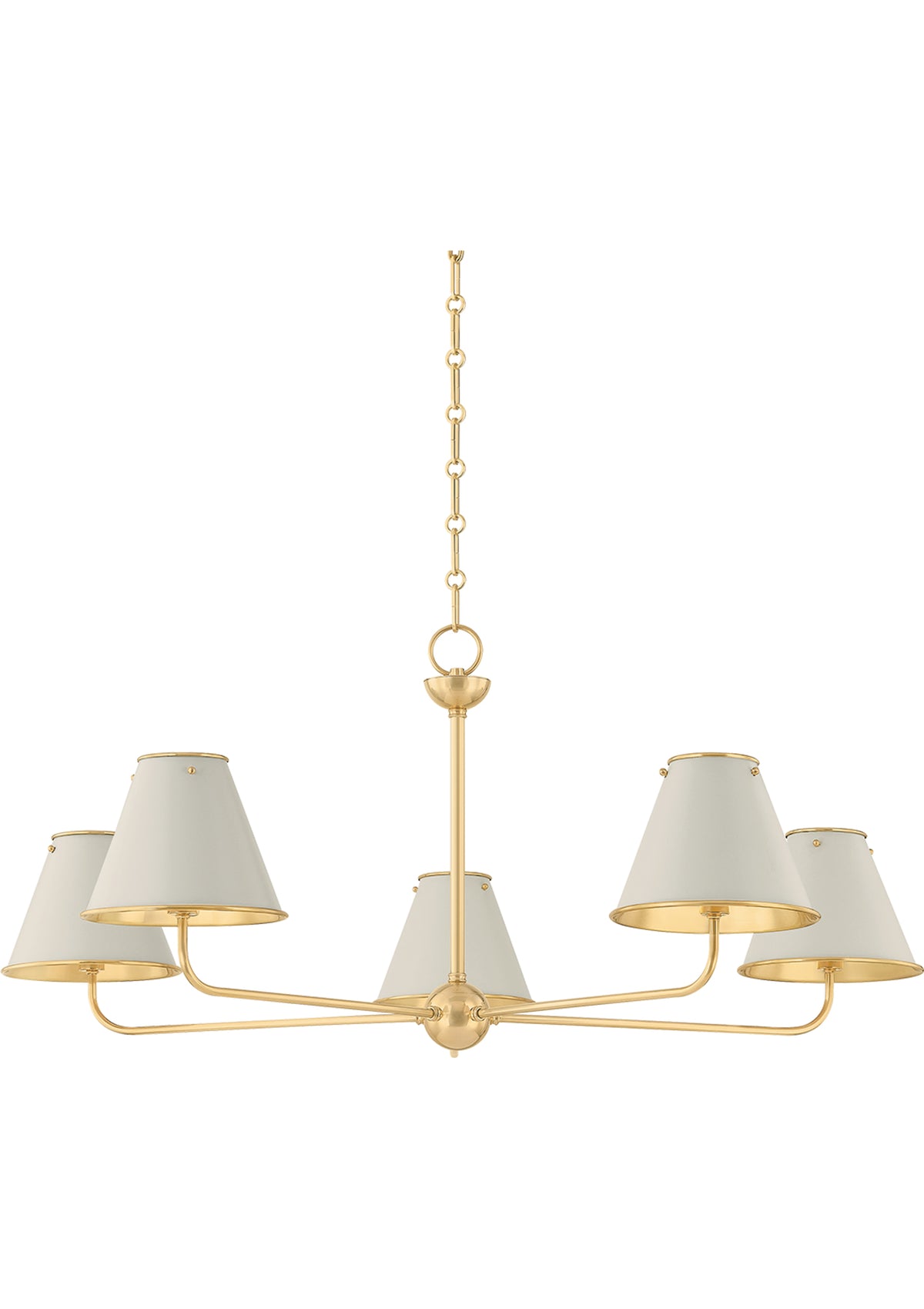 Burghley Chandelier in Aged Brass / Off-White