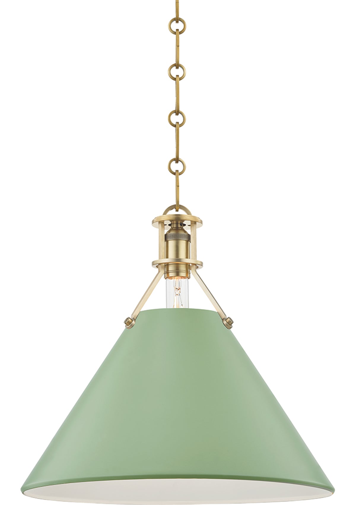 Painted No.2 Pendant in Aged Brass / Blue Bird