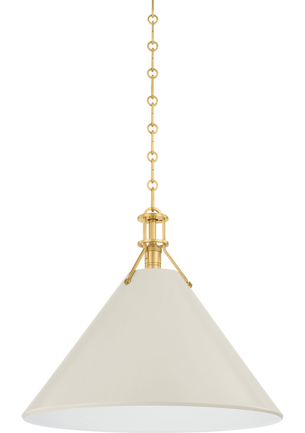 Painted No. 2 Pendant in Aged Brass / Off-White