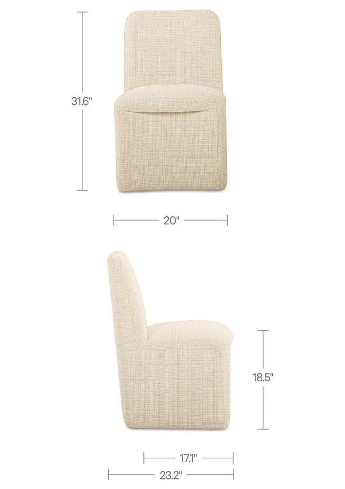 Bent Rolling Dining Chair - Set of Two - Oat