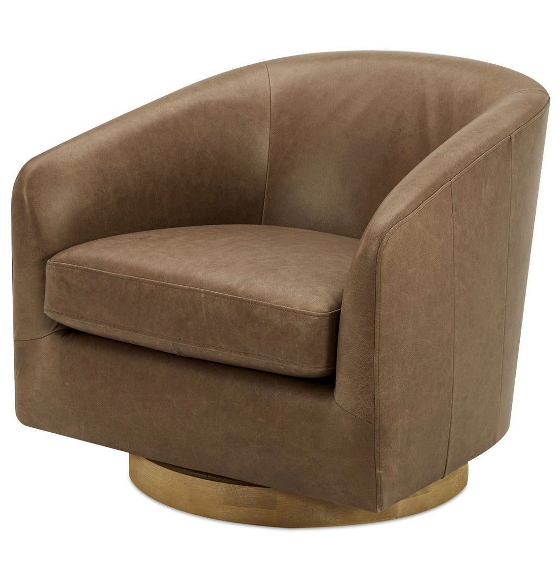 Oscy Leather Swivel Chair - Tan