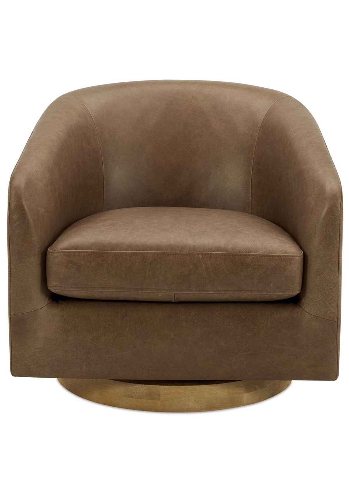 Oscy Leather Swivel Chair - Tan