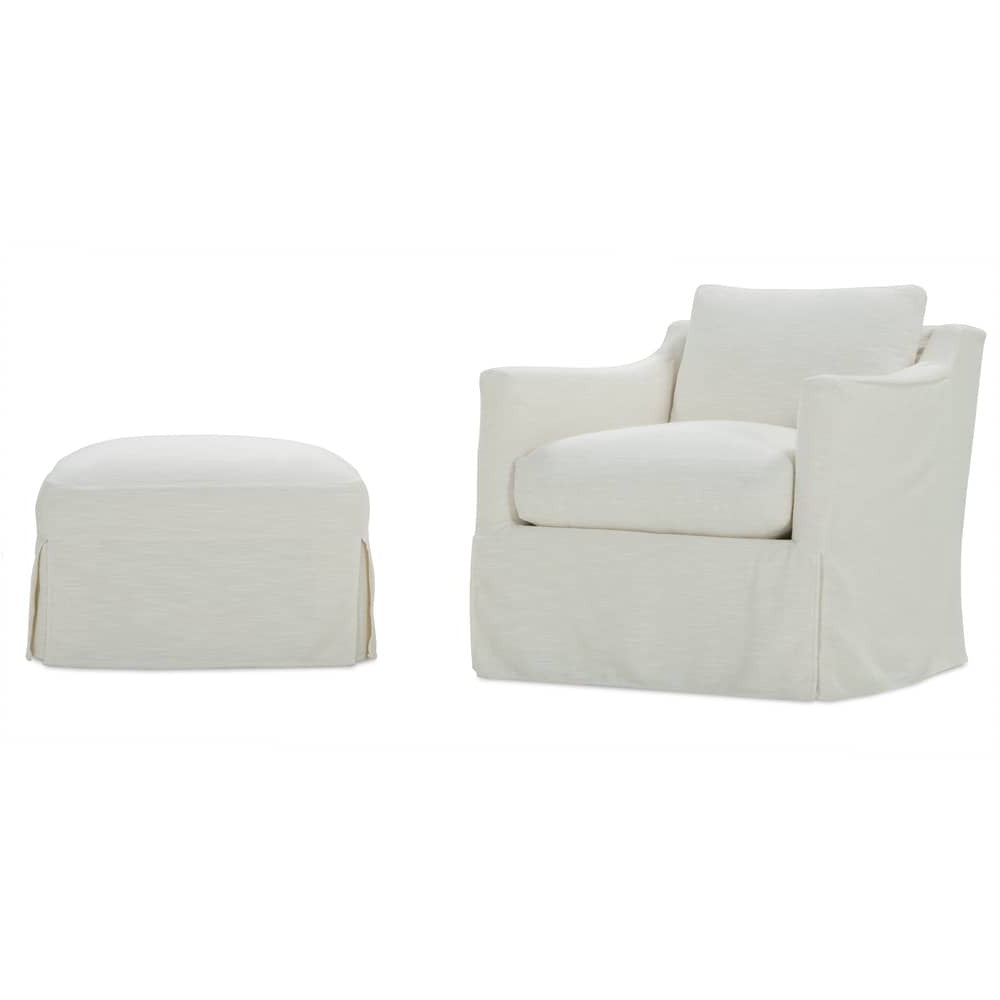 Madeline Slipcovered Swivel Chair