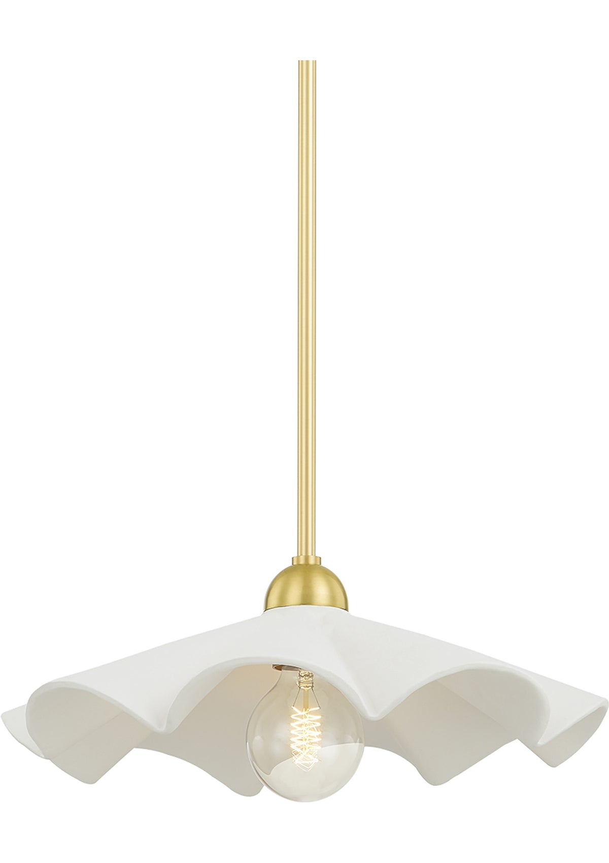 Maisie Pendant in Aged Brass / Ceramic Rough Texture White