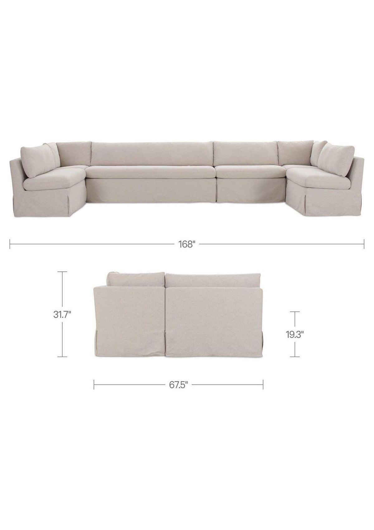 Fable Slipcover Dining Banquette U-Shape 168" - Beige
