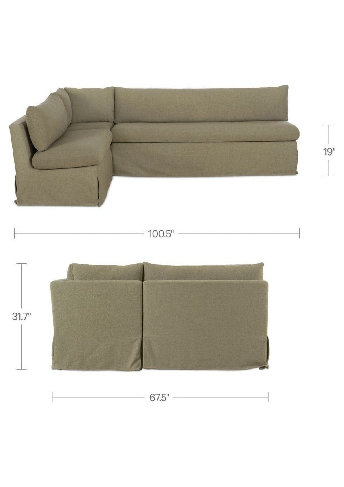 Fable Slipcover Dining Banquette L-Shape 100.5" - Olive