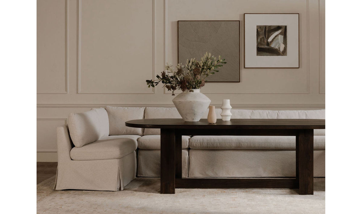 Fable Slipcover Dining Banquette L-Shape 100.5" - Beige