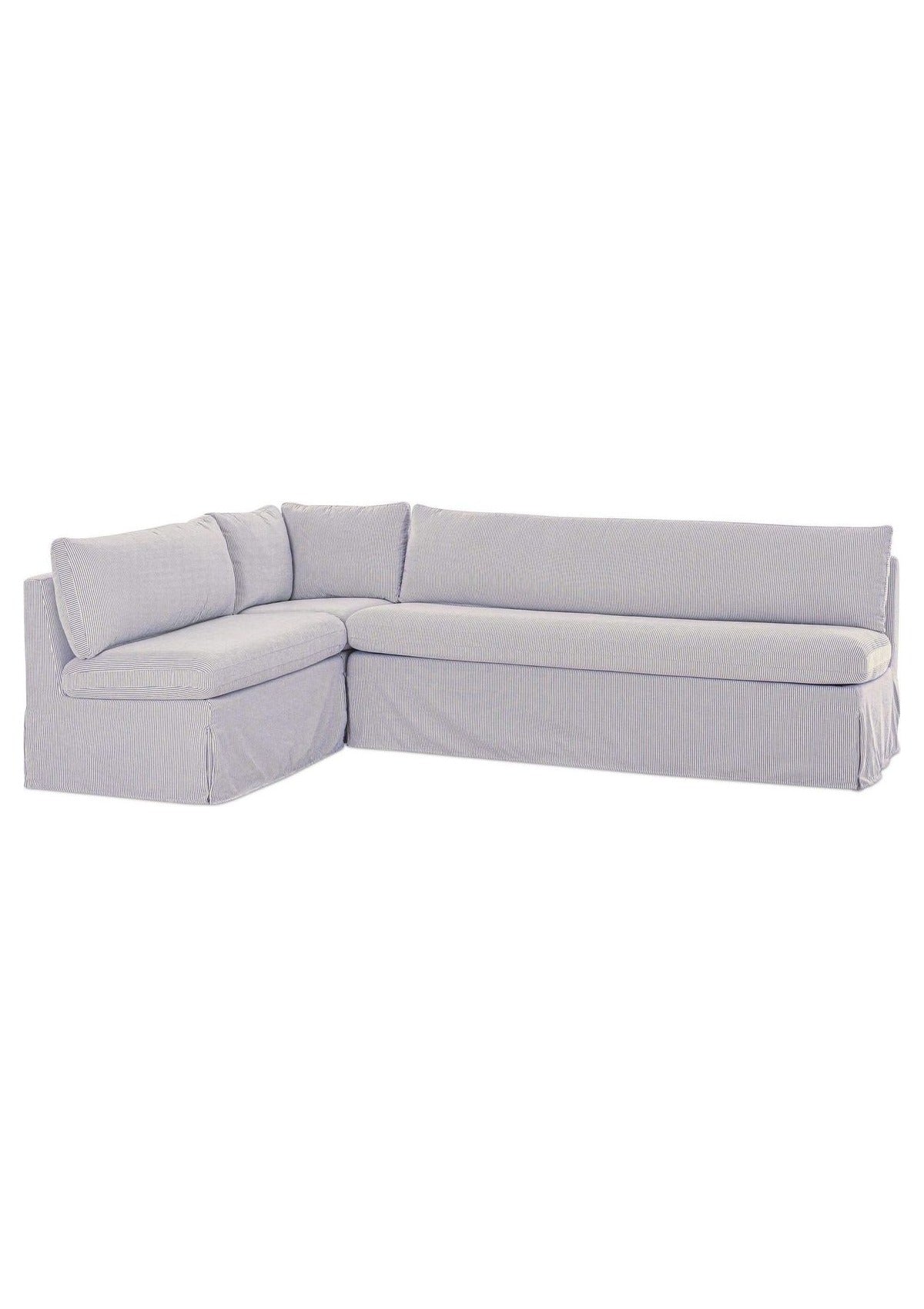 Fable Slipcover Dining Banquette L-Shape 100.5" - Navy Stripe