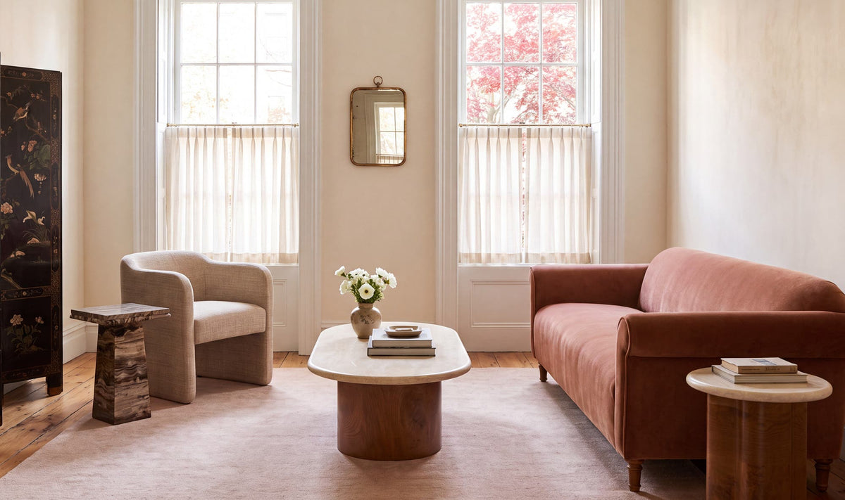 Harmony Sofa - Brick Red Faux Mohair