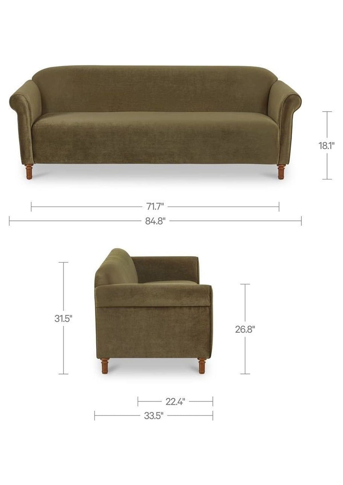 Harmony Sofa - Dark Green Faux Mohair