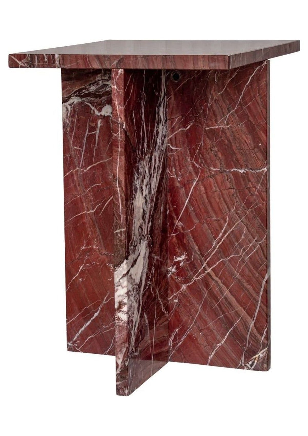 Blair Accent Table - Rosso Levanto Marble