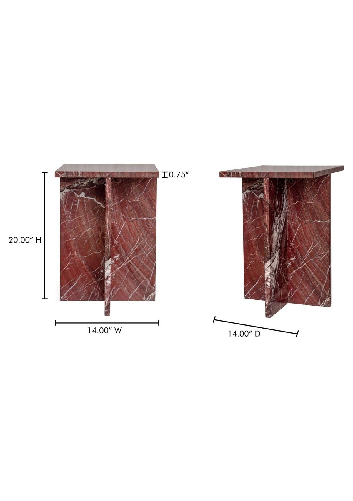 Blair Accent Table - Rosso Levanto Marble