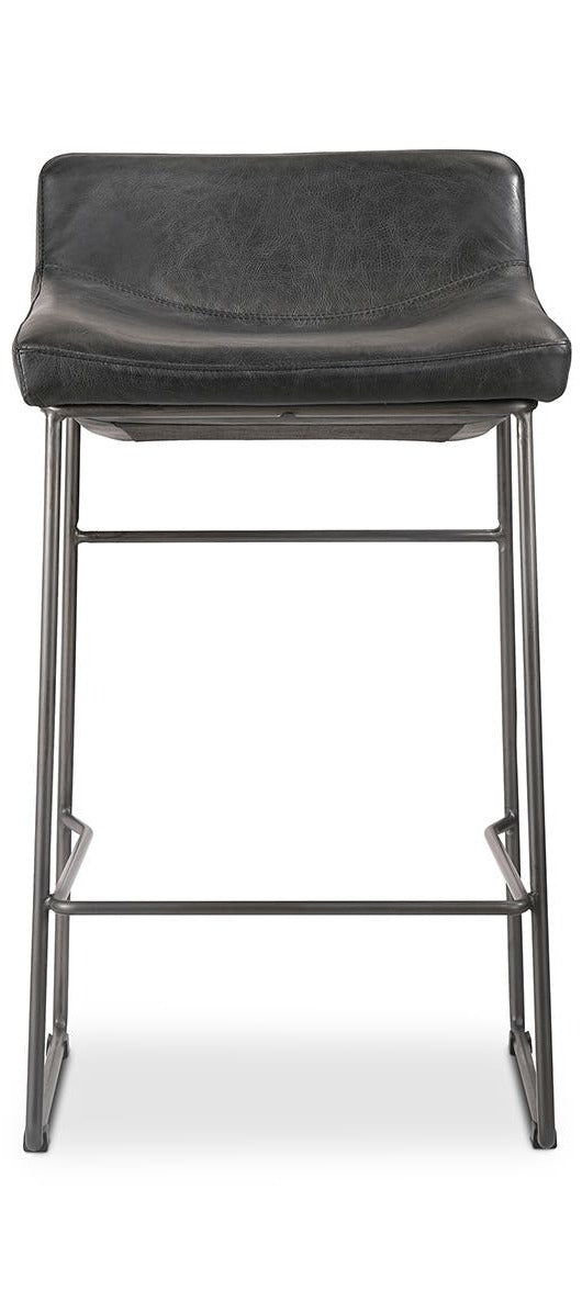 Starlet Counter Stool Onyx Leather - Set of Two - Black