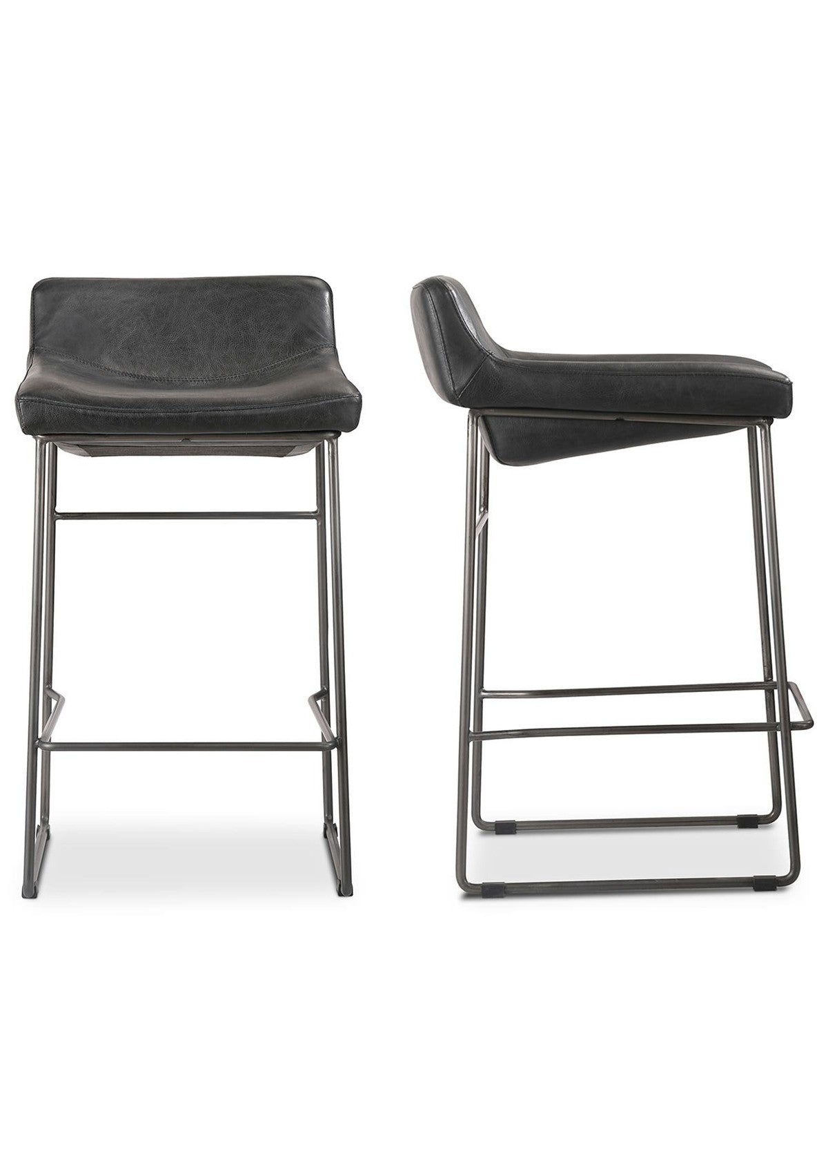 Starlet Counter Stool Onyx Leather - Set of Two - Black