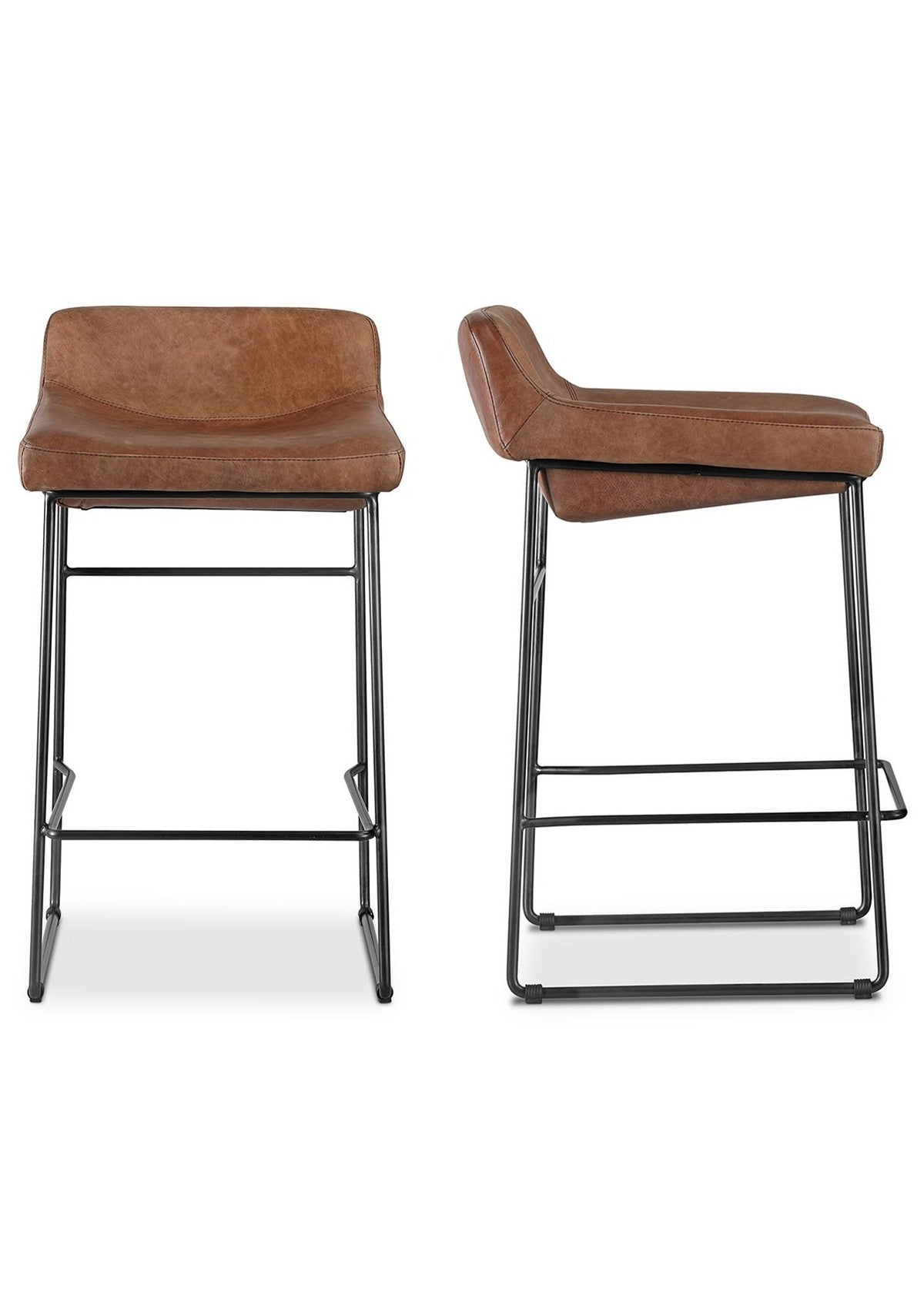 Starlet Counter Stool Open Road Leather - Set of Two - Brown