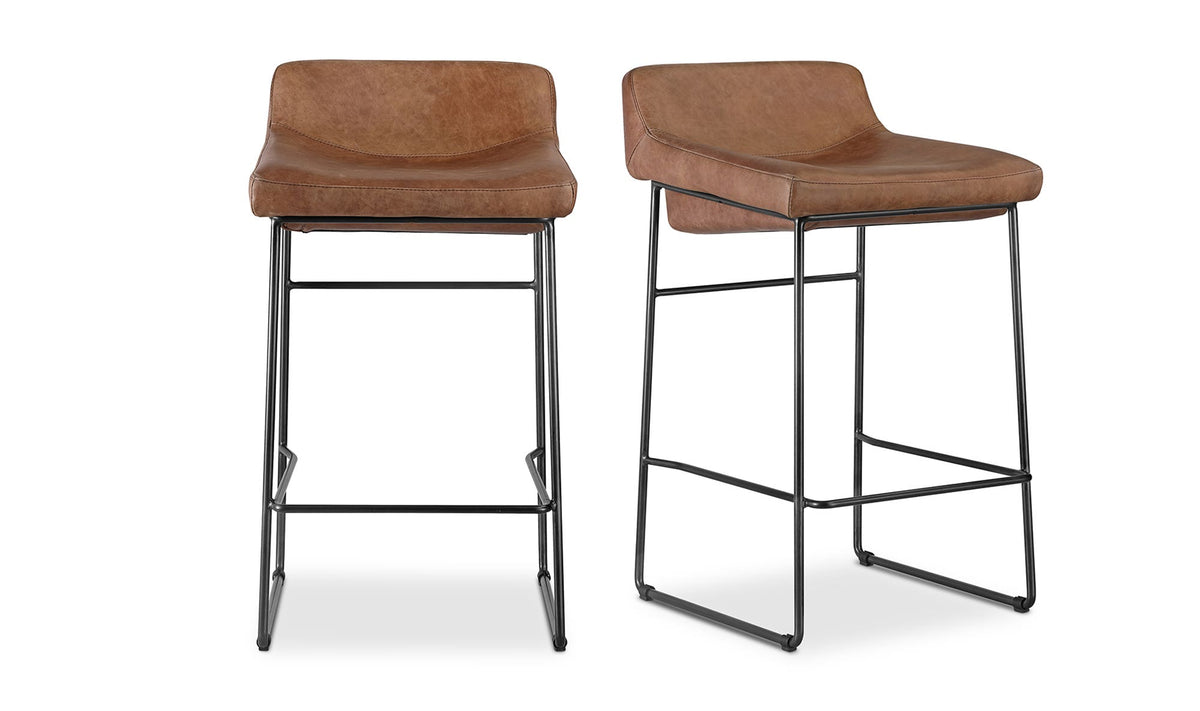 Starlet Counter Stool Open Road Leather - Set of Two - Brown