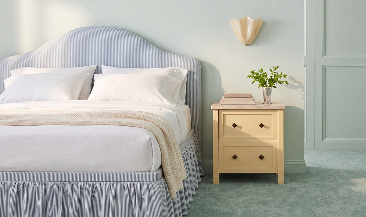 Noelle King Storage Bed - Light Blue Stripe