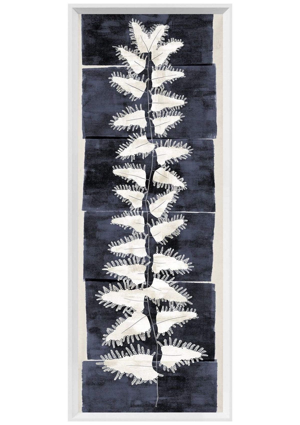 Tall Frond II – Small / Indigo and Cream