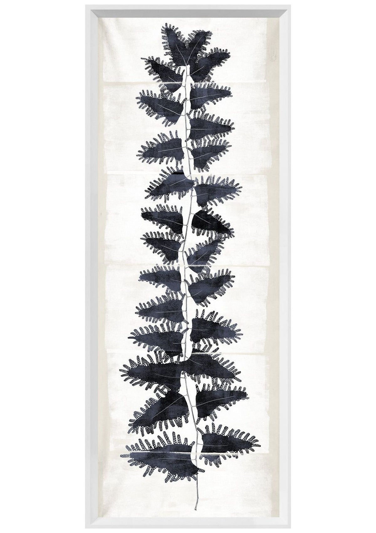 Tall Frond II – Large / Cream and Indigo