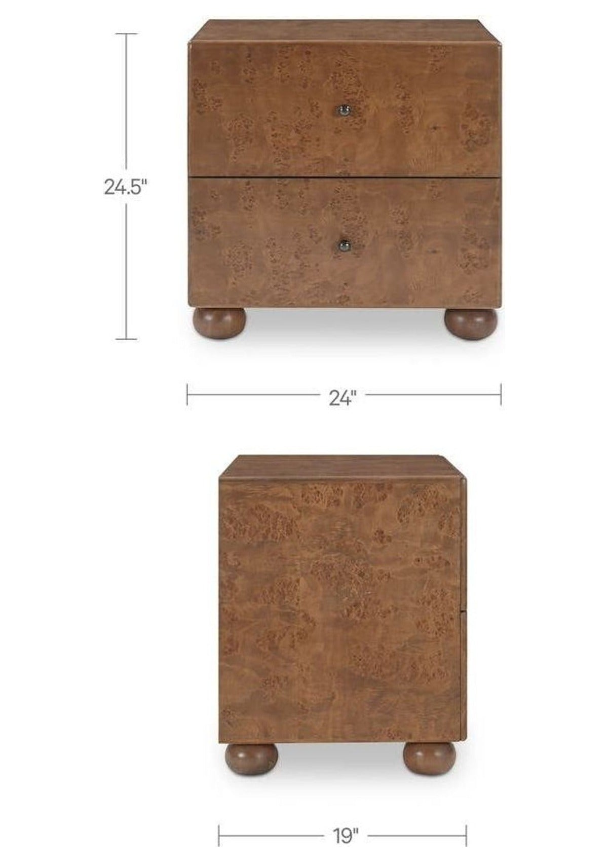 York Nightstand - Warm Brown Burl