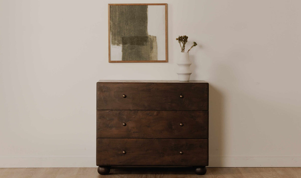 York 3 Drawer Nightstand - Dark Brown Burl