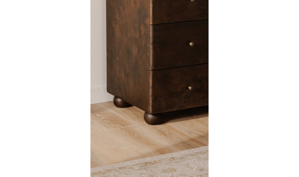 York 3 Drawer Nightstand - Dark Brown Burl
