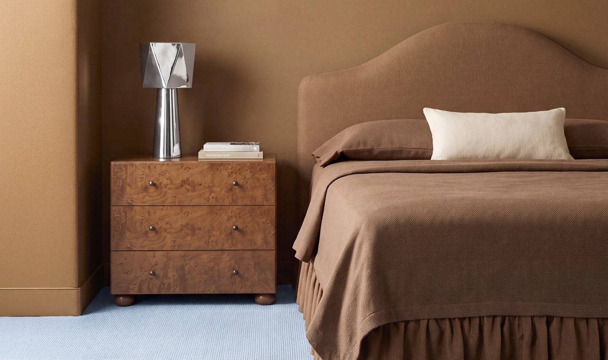 York 3 Drawer Nightstand - Warm Brown Burl