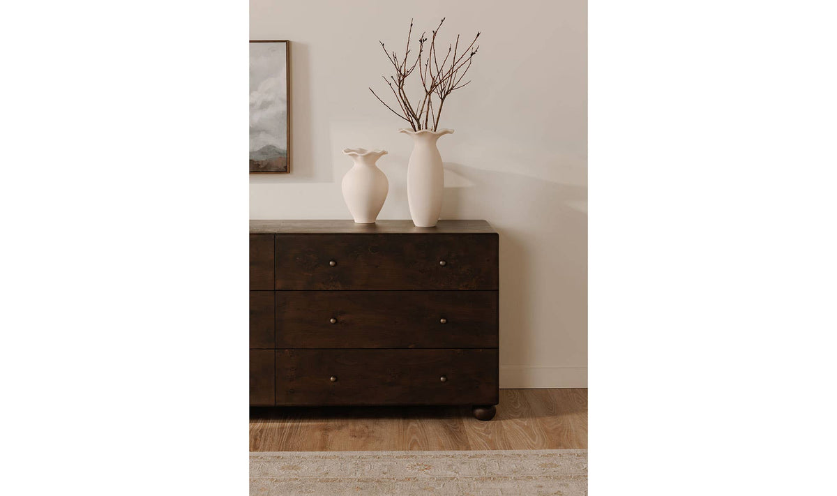 York 6 Drawer Dresser - Dark Brown Burl