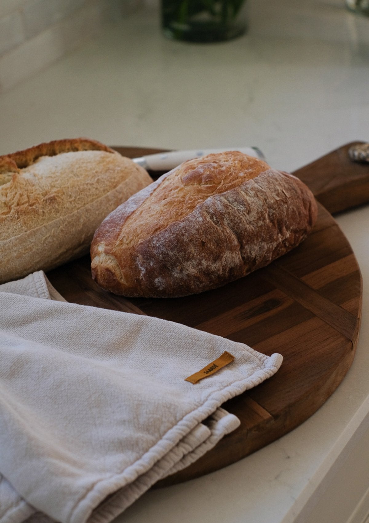 Vintage wash adds a perfectly worn and crinkly texture to the Clay Tea Towel.