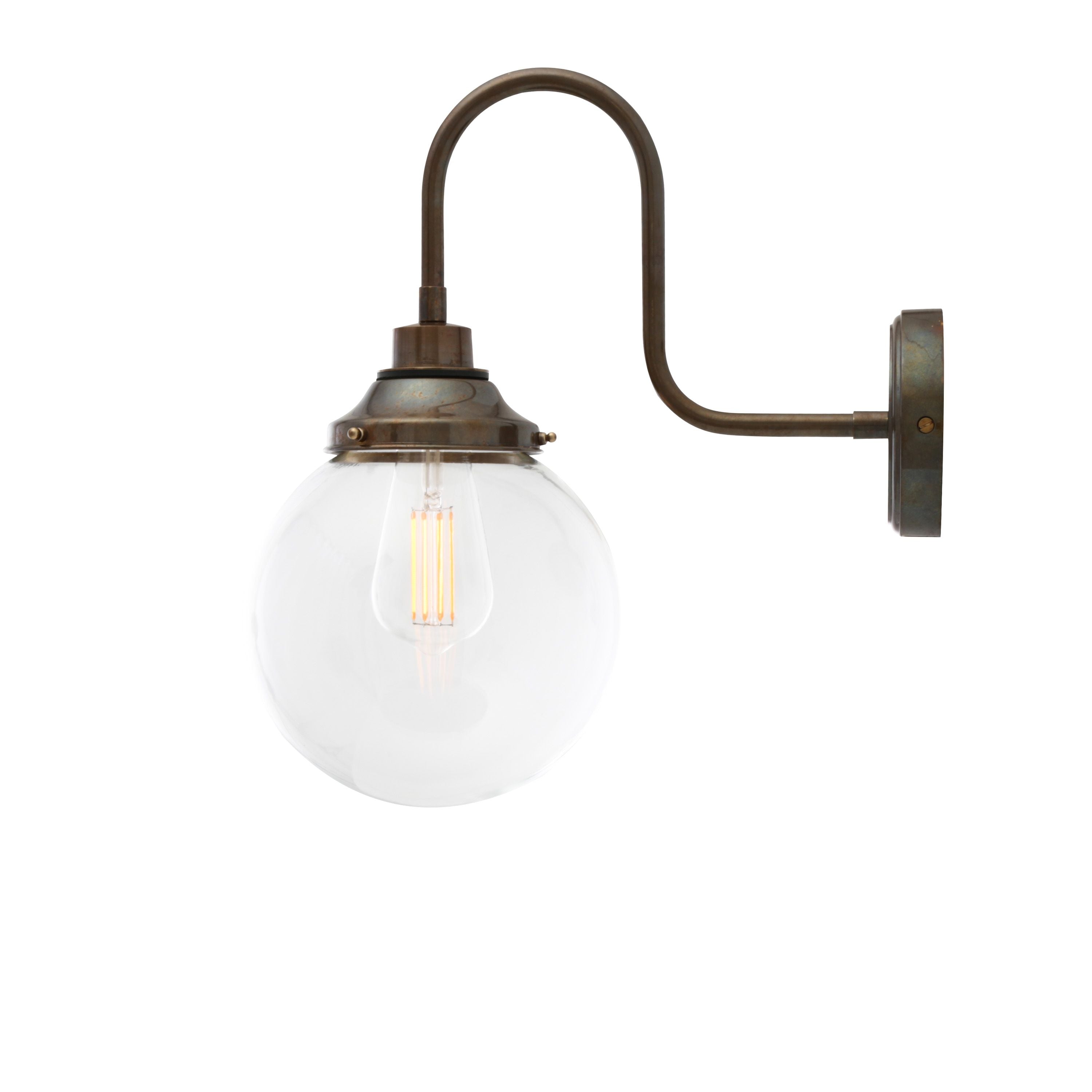 Laguna Clear Globe Swan Neck Wall Sconce