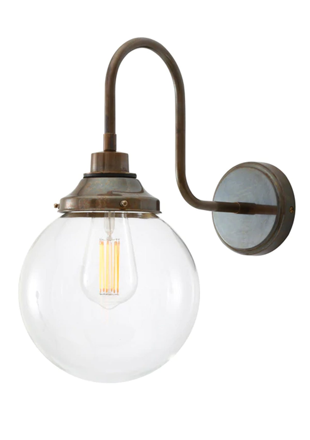 Laguna Clear Globe Swan Neck Wall Sconce