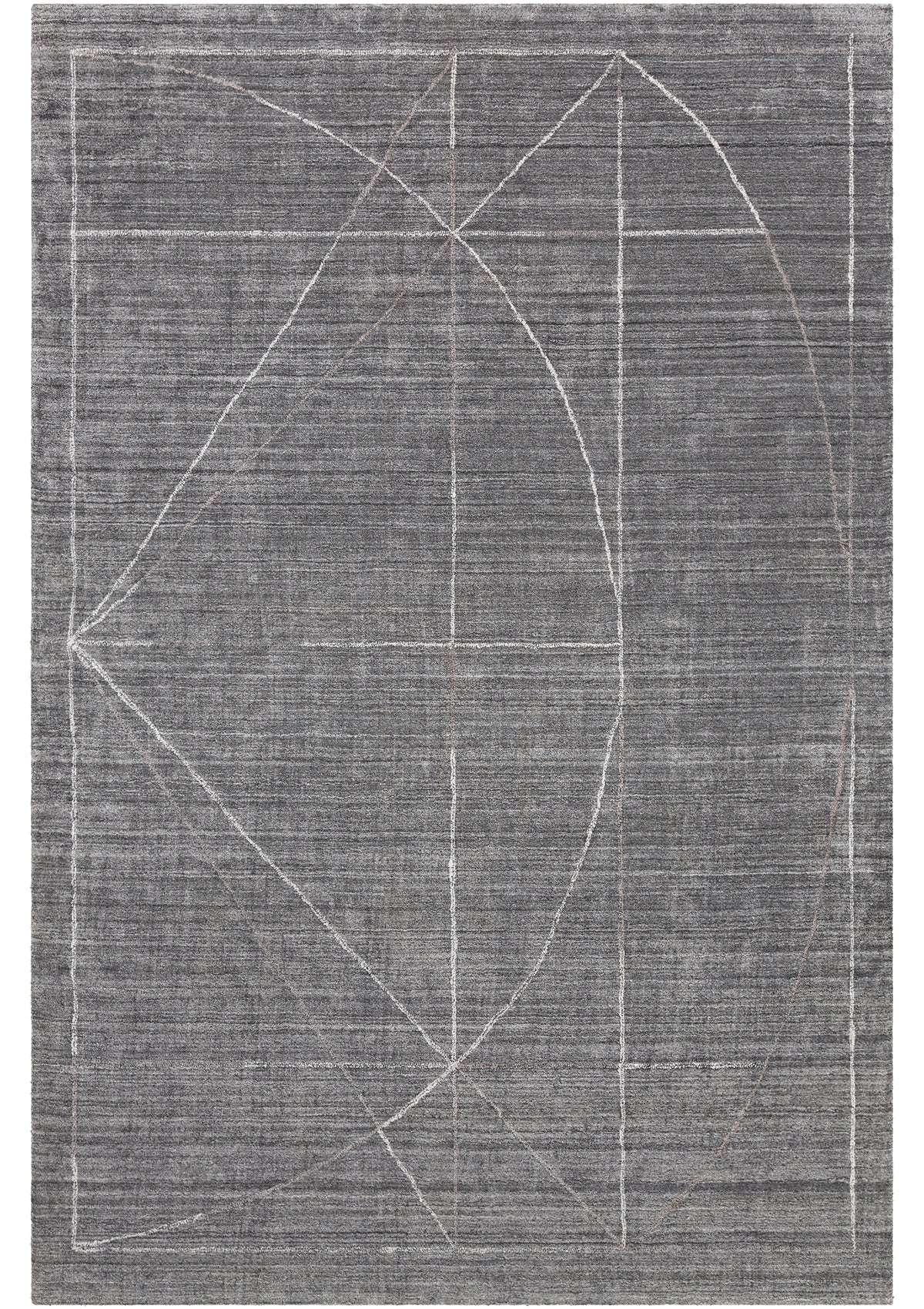 The Rafe rug is made up of grey, charcoal, white, and taupe tones.