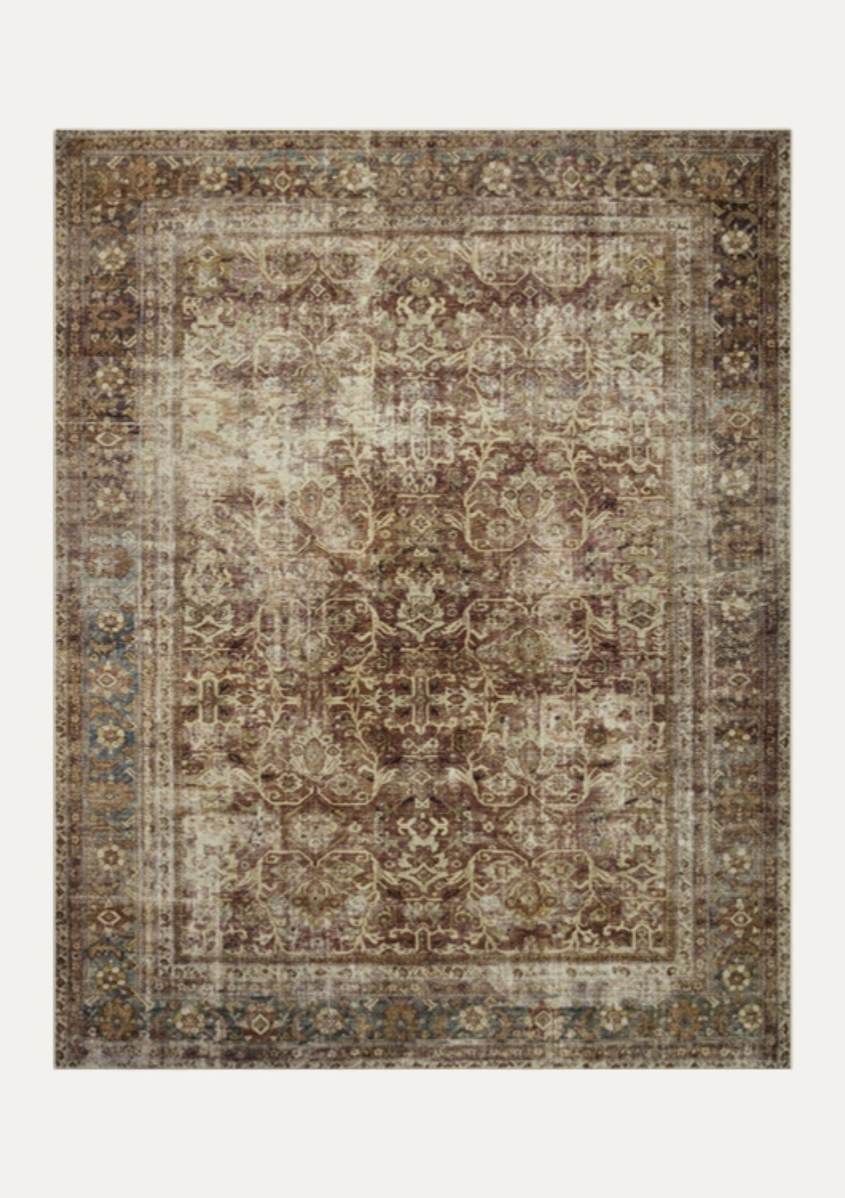 Sinclair Rust/Lagoon Rug | Magnolia Home by Joanna Gaines × Loloi