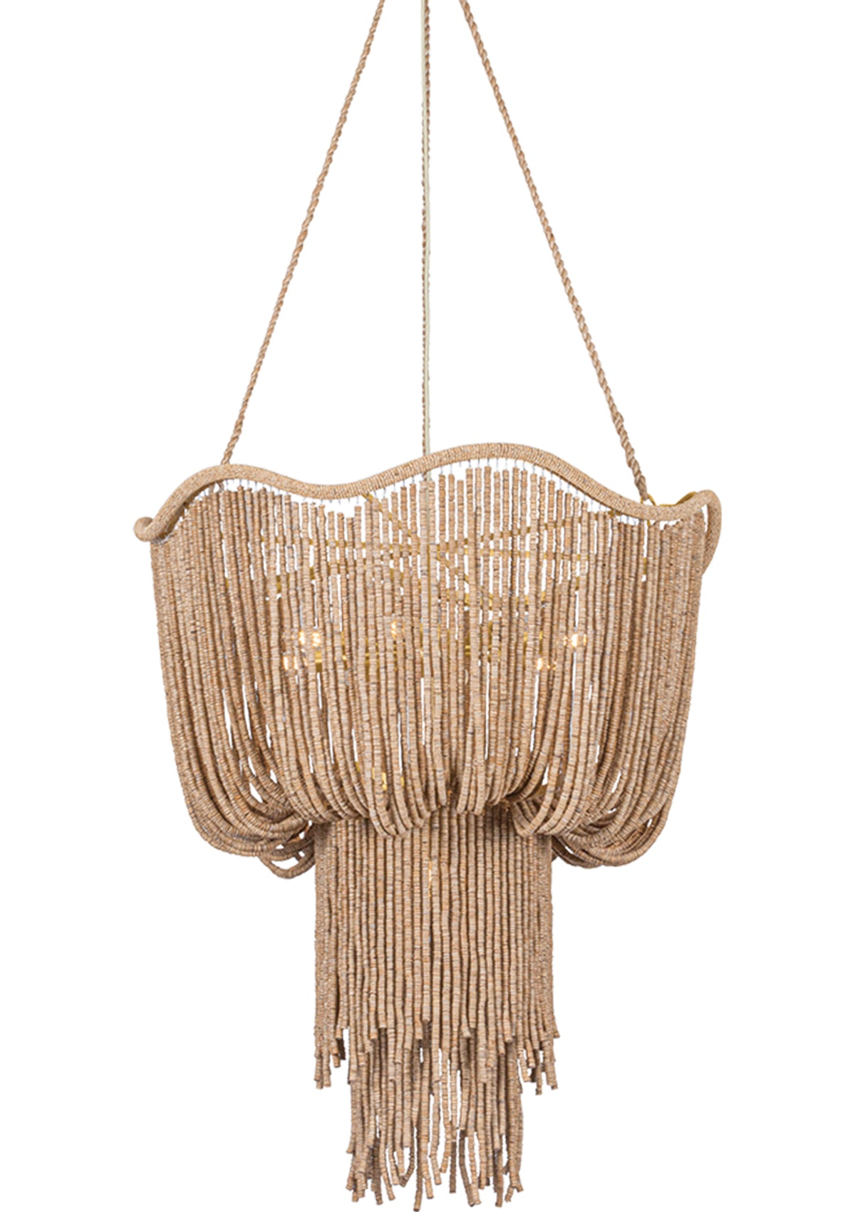 Jadeite Chandelier – Vintage Gold Leaf, 30.5" W