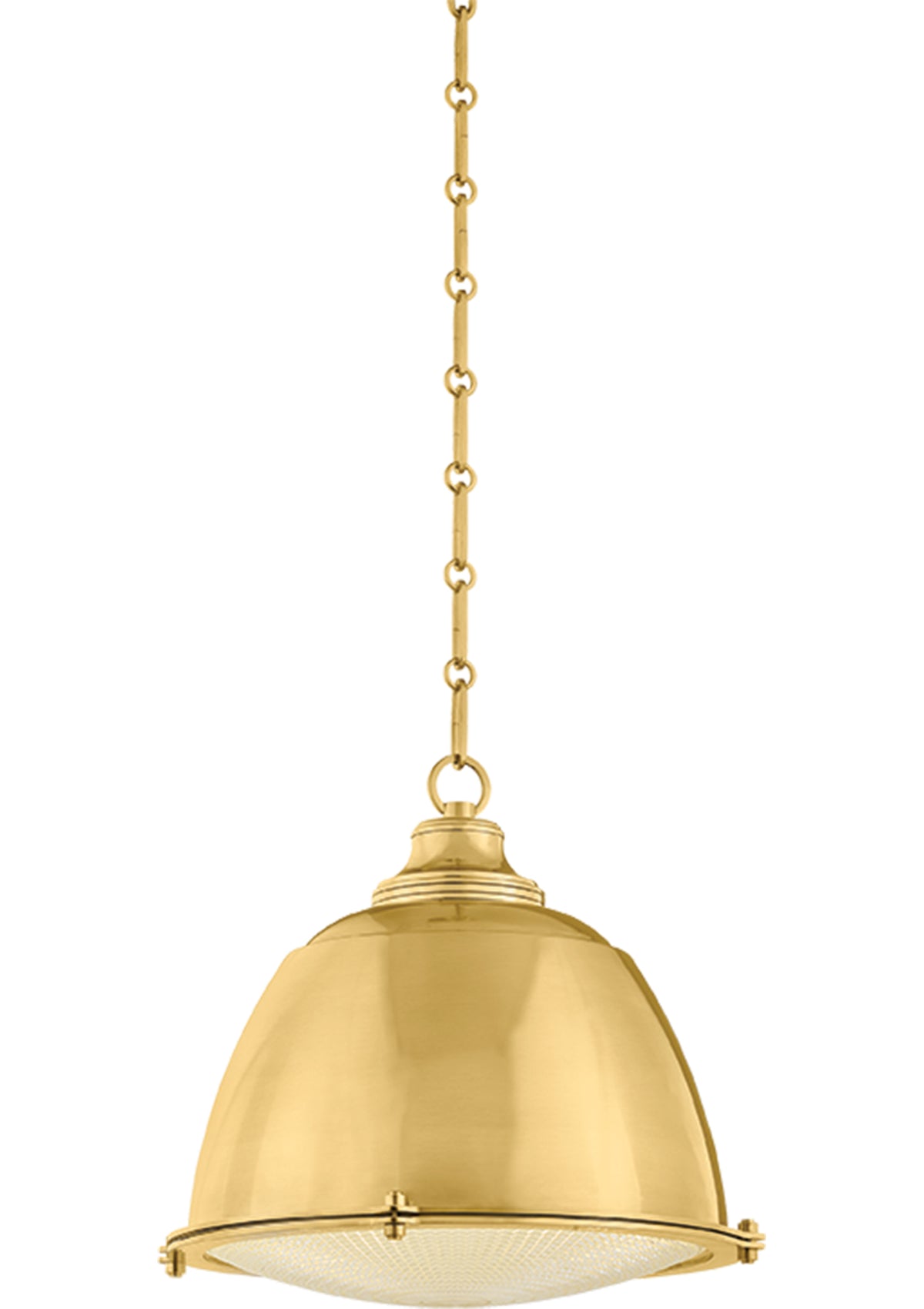 Milltown Pendant – Aged Brass, 14" W