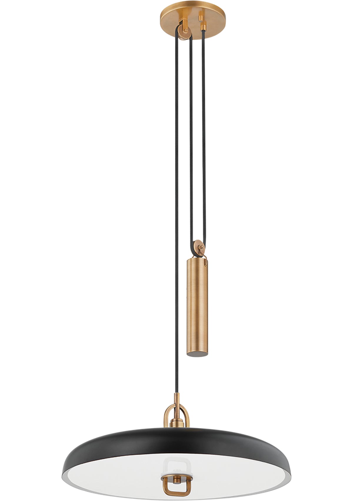 Plummet Pendant – Patina Brass / Soft Black, 18" W