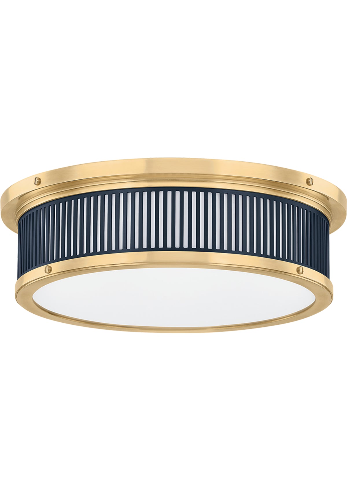 Ashdown Flush Mount – Aged Brass / Darkest Blue, 14" W