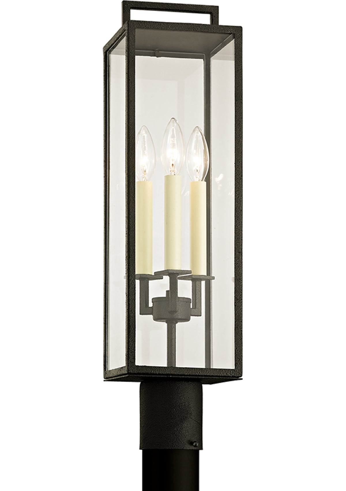 Beckham Exterior Post Lantern – Forged Iron, 6" W