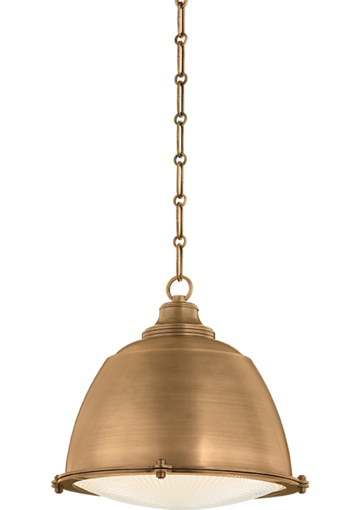 Milltown Pendant – Patina Brass, 14" W