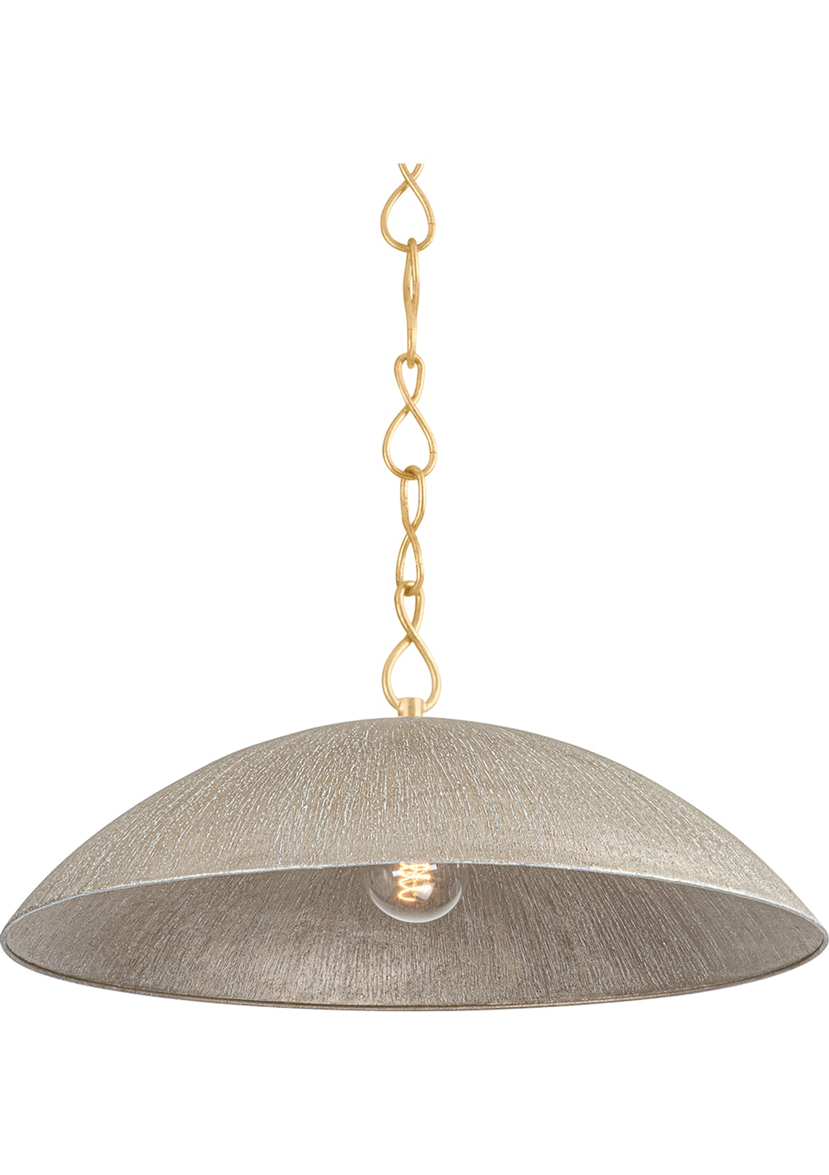 Eve Pendant – Vintage Gold Leaf / Textured Warm Silver Leaf, 24" W