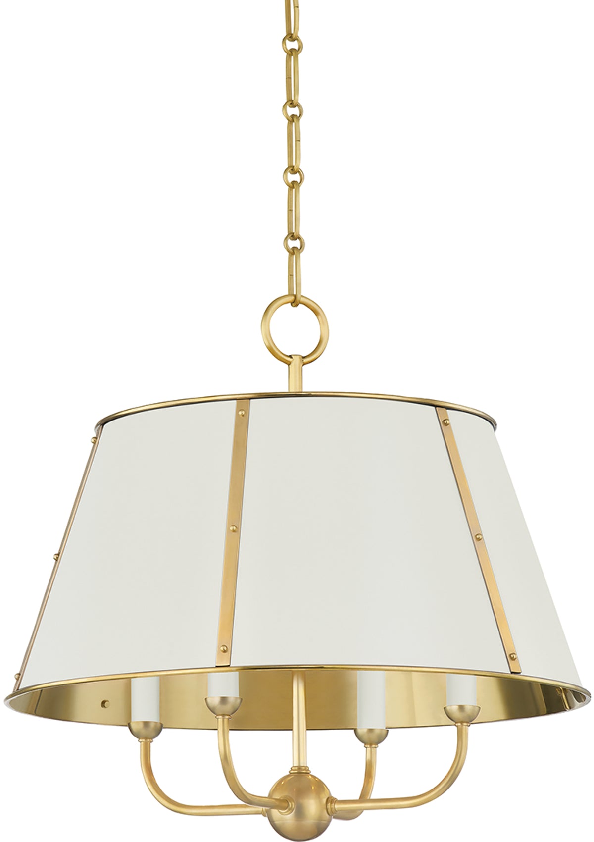Cambridge Chandelier – Aged Brass / Off-White, 20.25" W